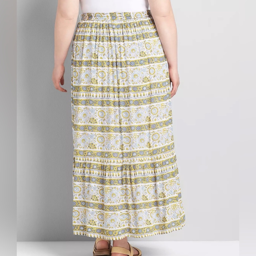 Lane Bryant Yellow and White A-Line Skirt